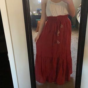 Red tiered skirt
